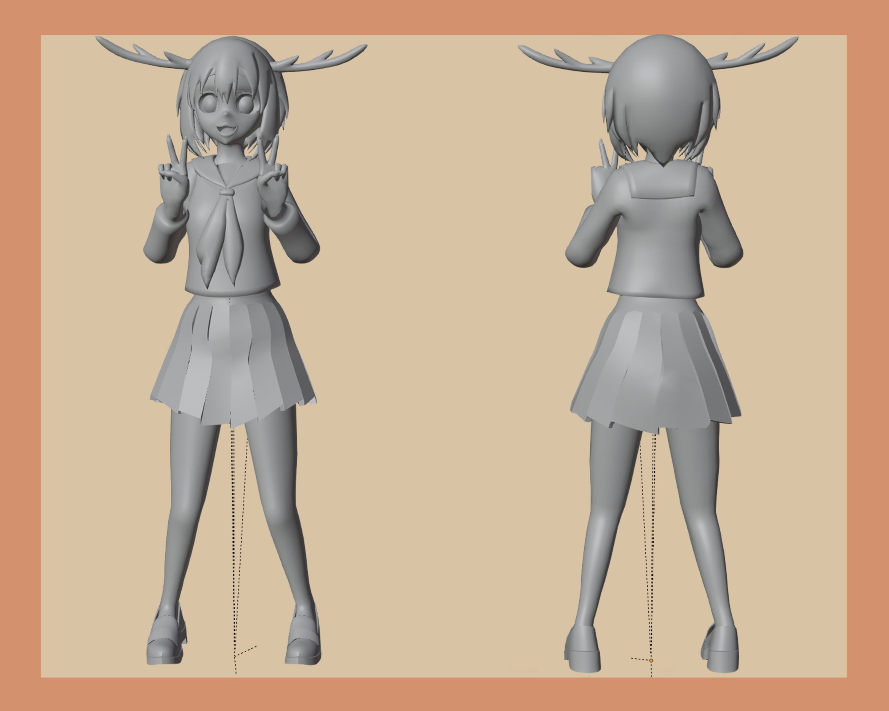 Shikanoko Nokonoko Koshitantan - Nokotan Low-poly 3D model_8