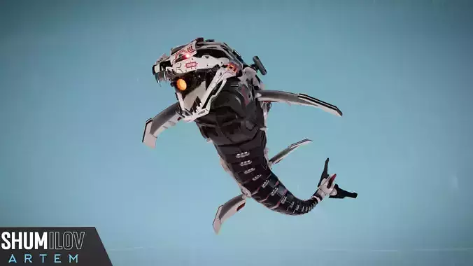 SciFi Beast03 WhaleSnake Low-poly 3D model