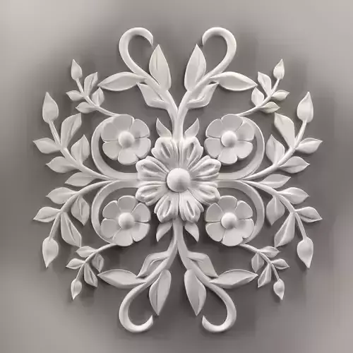  Wall decor flowers with leaves for milling CNC machines model