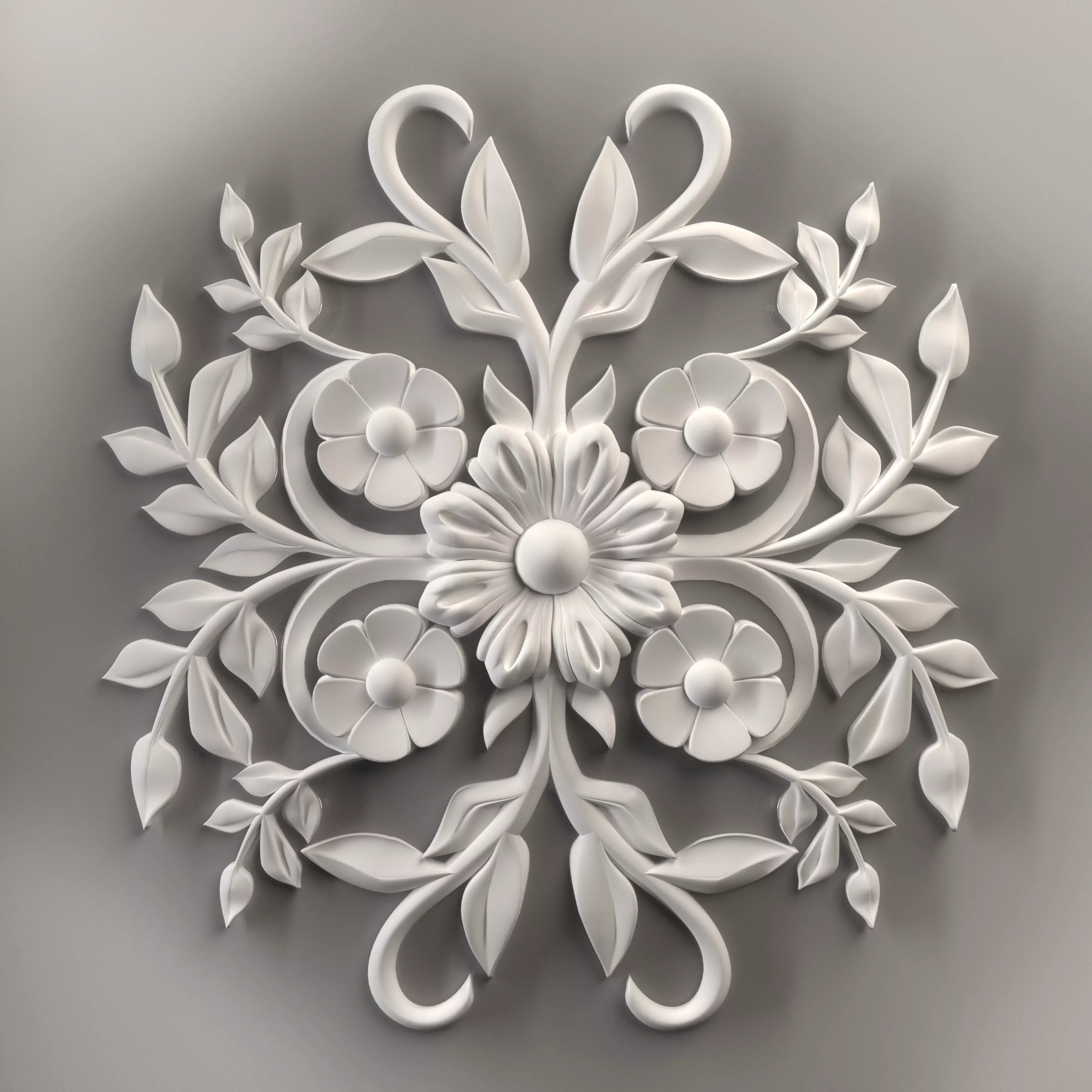 Wall decor flowers with leaves for milling CNC machines model 3D print model