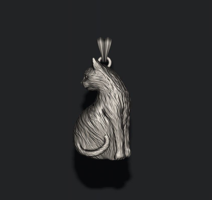 cat pendant 3D print model_2