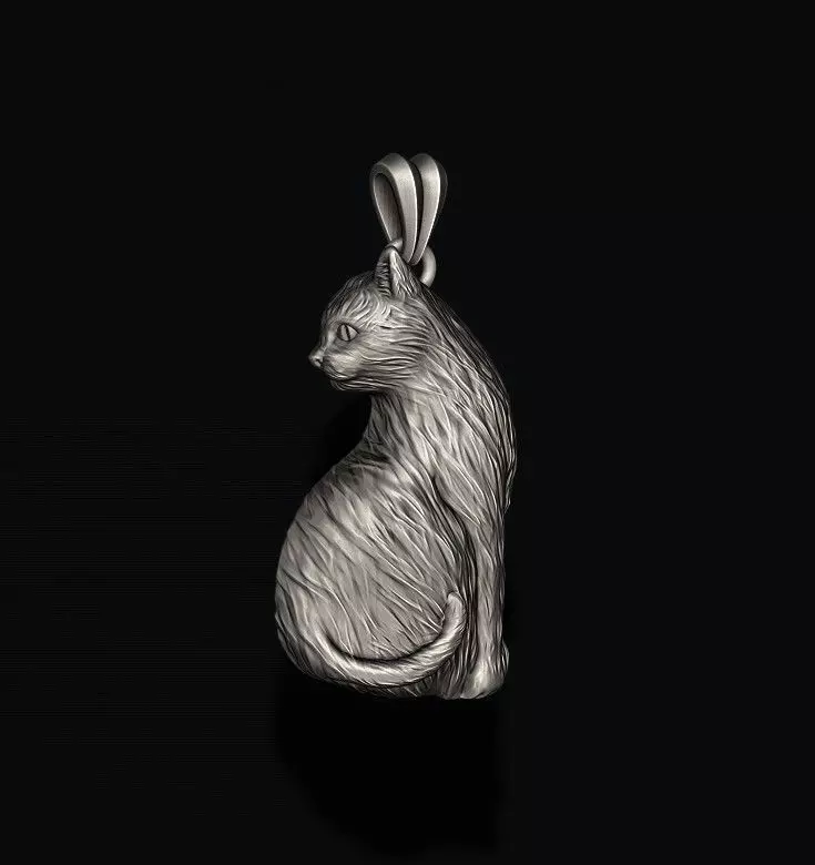 cat pendant 3D print model_0