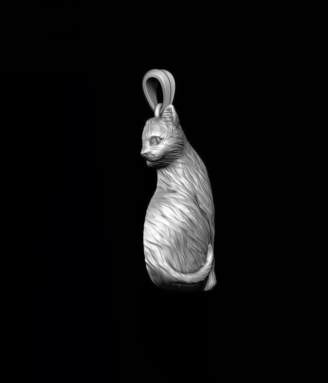 cat pendant 3D print model_7