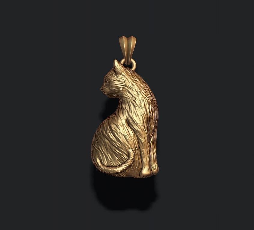 cat pendant 3D print model_4