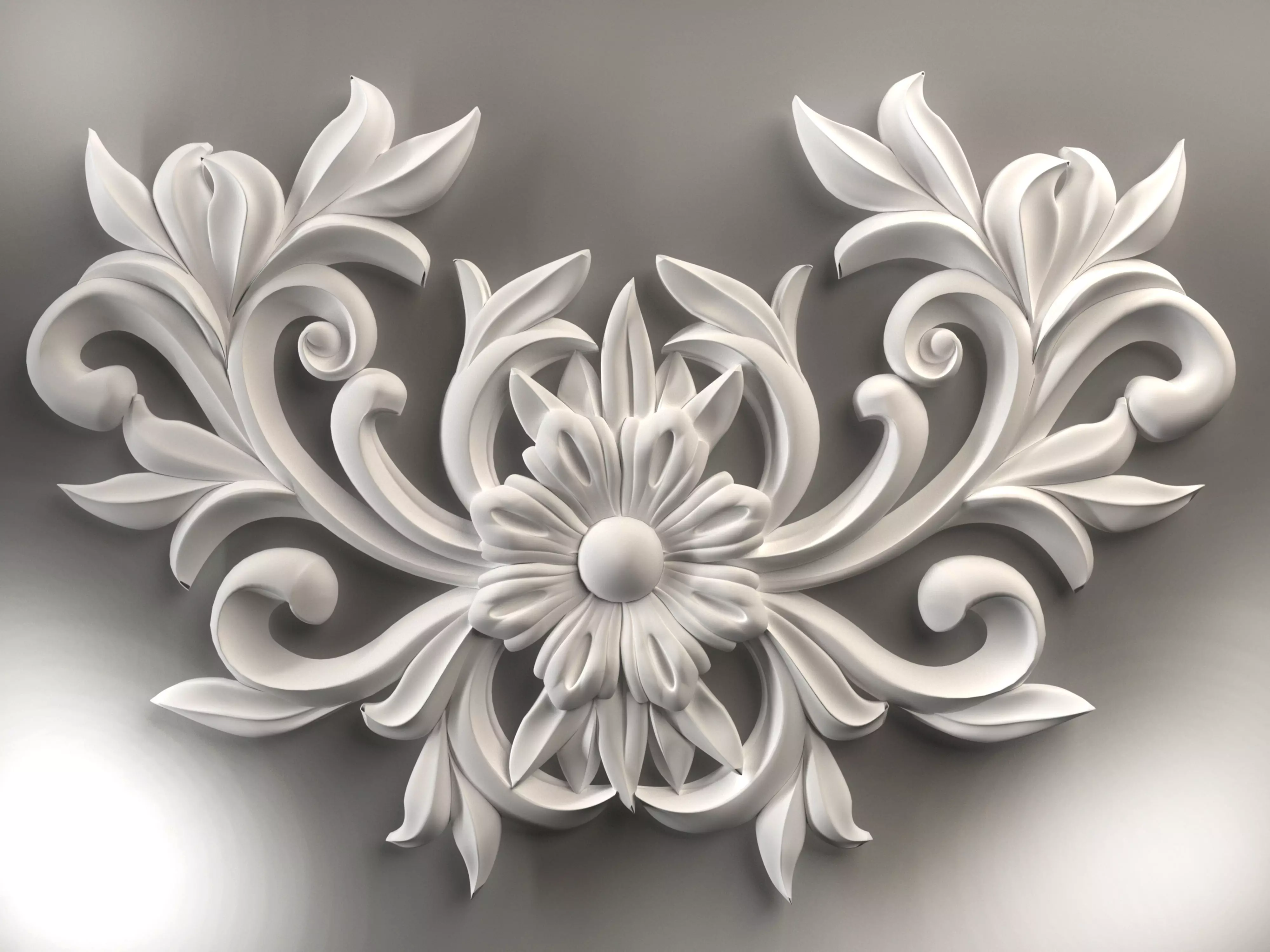 Wall decor flowers with leaves for milling CNC machines 3D print model_0