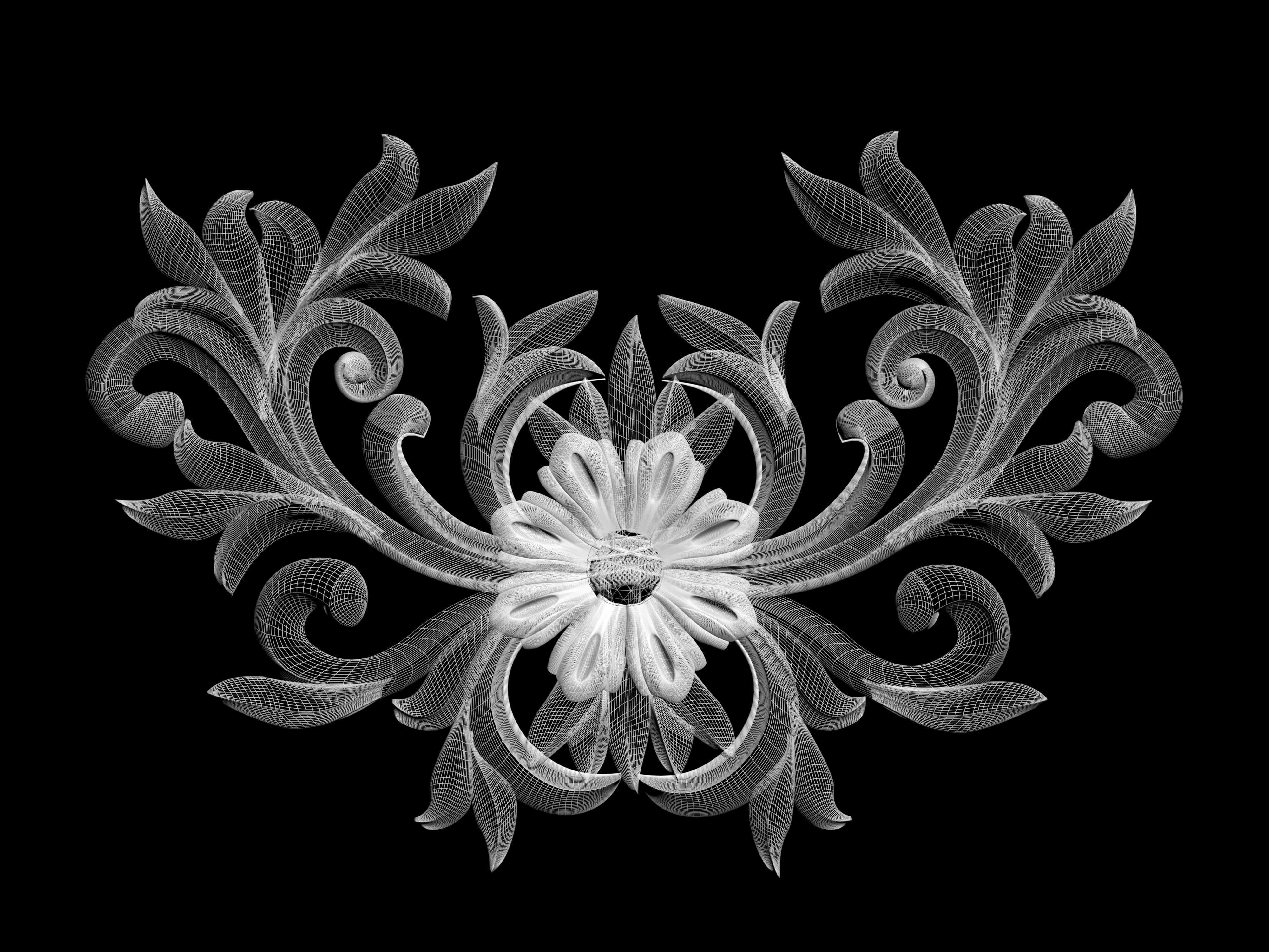 Wall decor flowers with leaves for milling CNC machines 3D print model_1