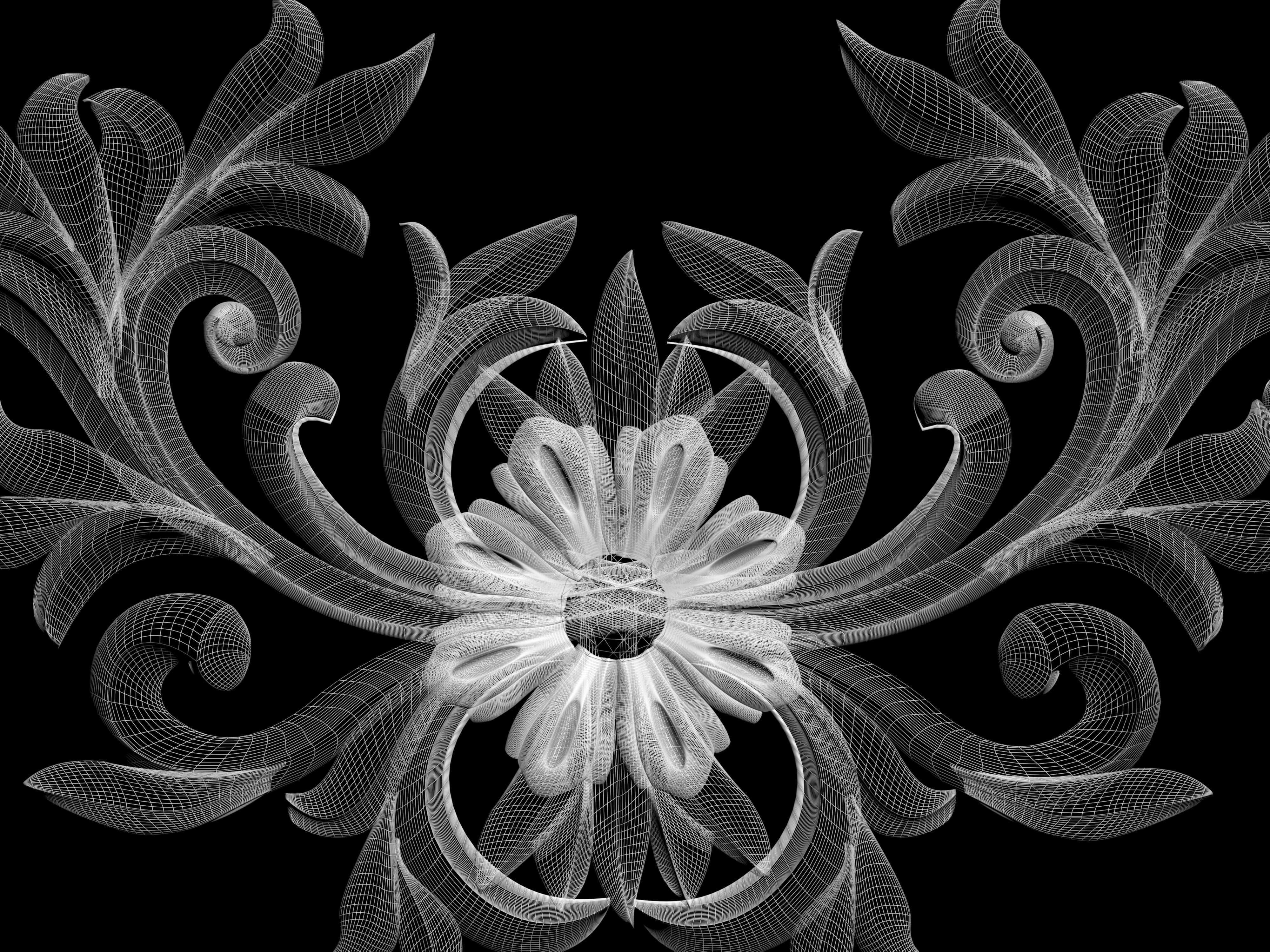Wall decor flowers with leaves for milling CNC machines 3D print model_3