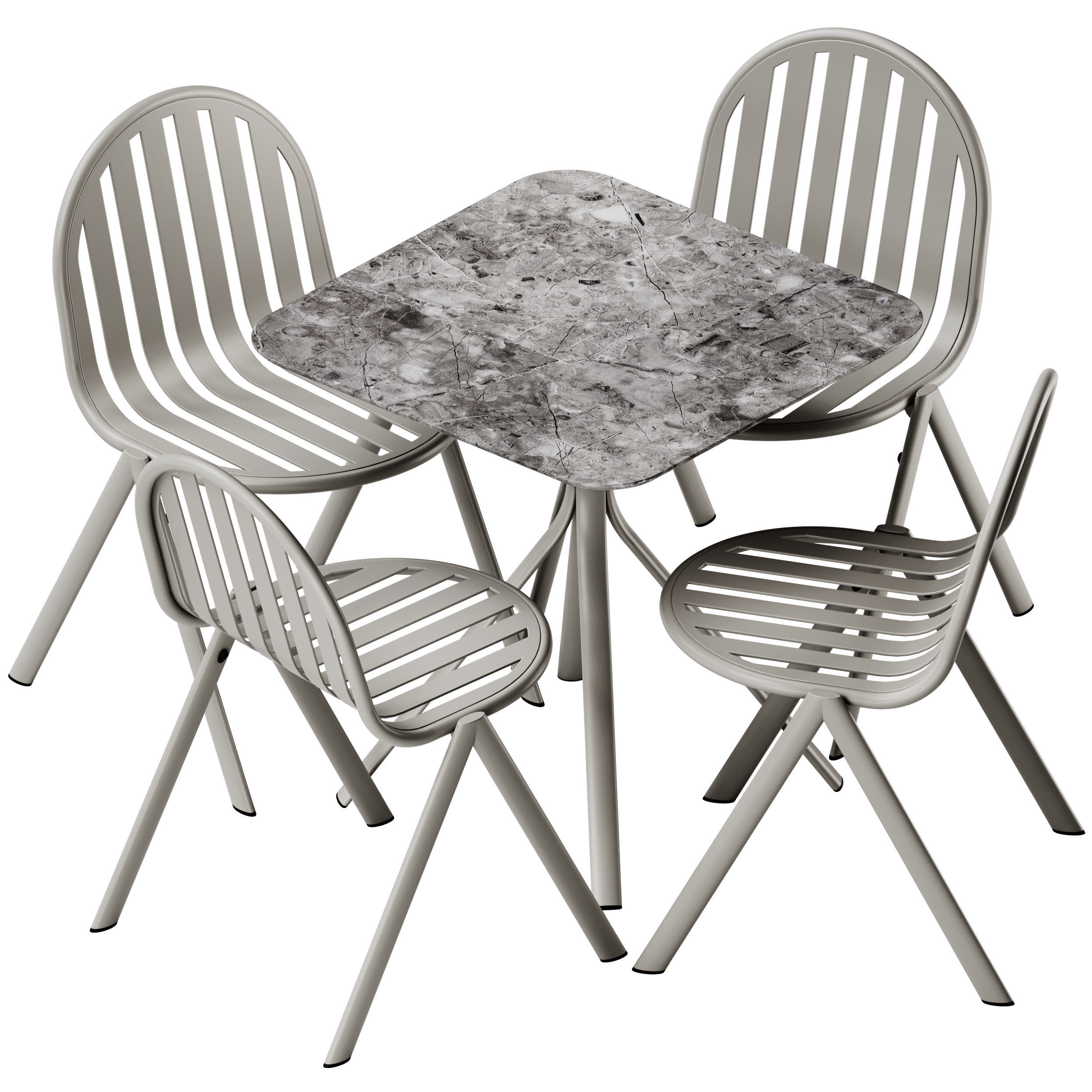Melik Table 4 legs base and Chair by Babel D 3D model_1