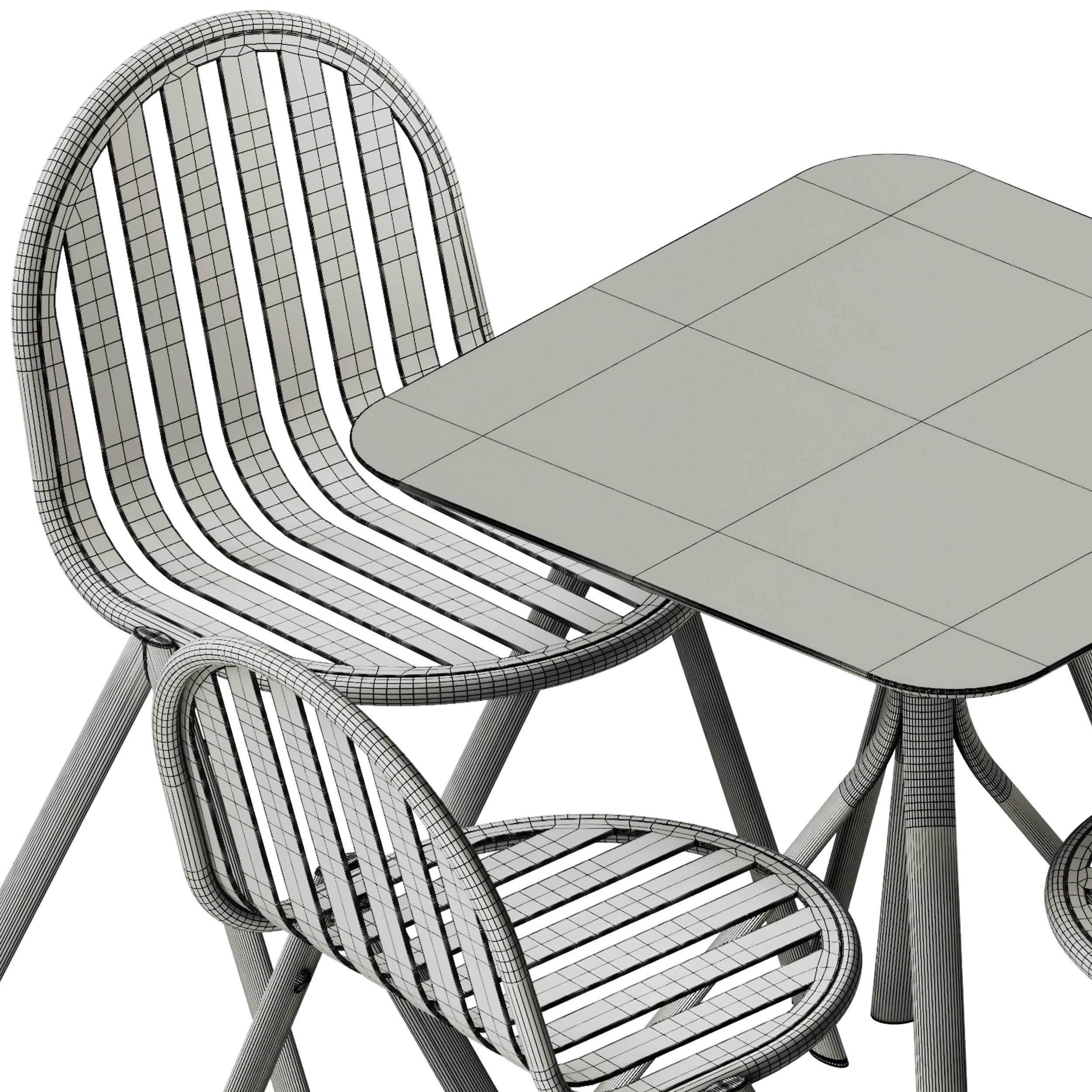 Melik Table 4 legs base and Chair by Babel D 3D model_7