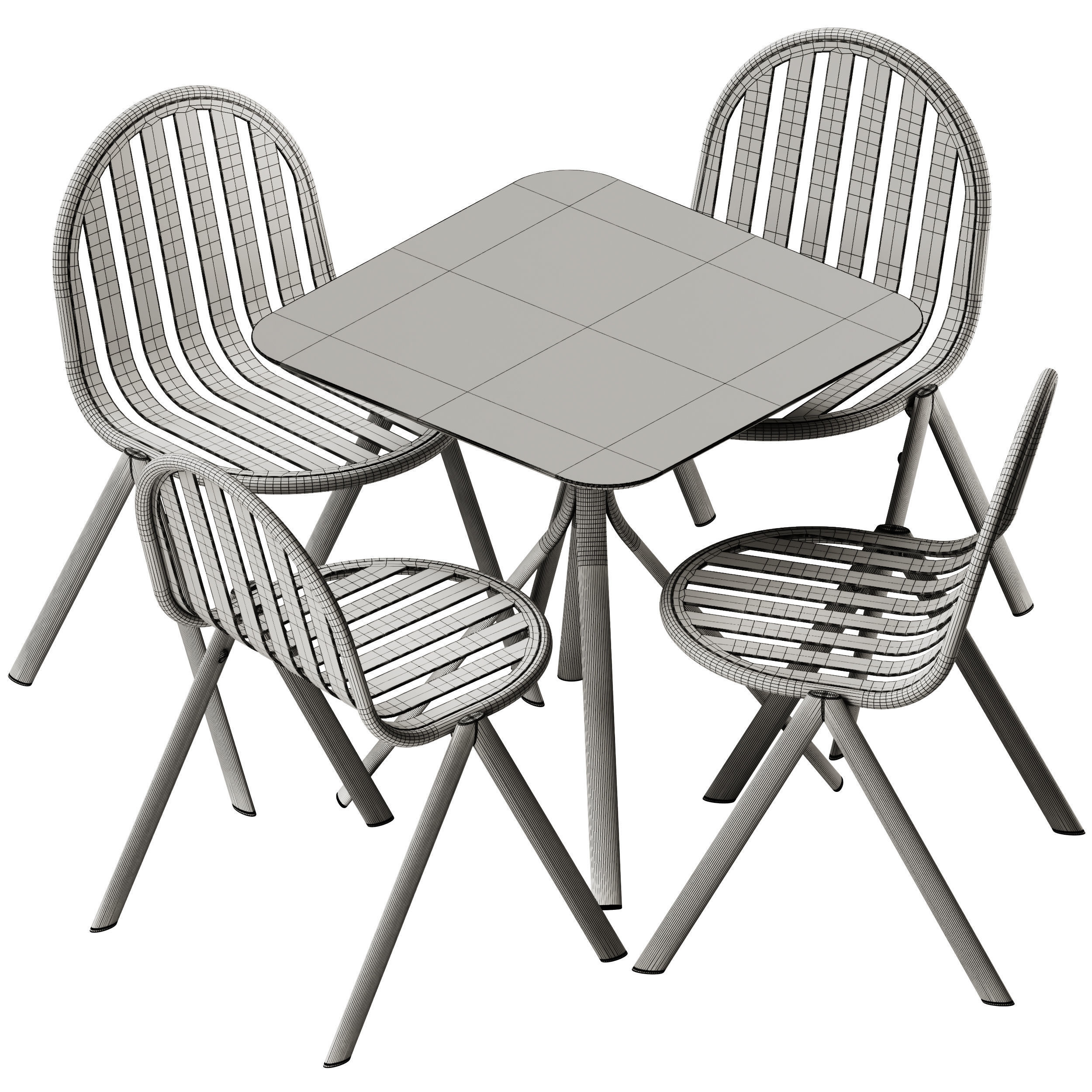 Melik Table 4 legs base and Chair by Babel D 3D model_6