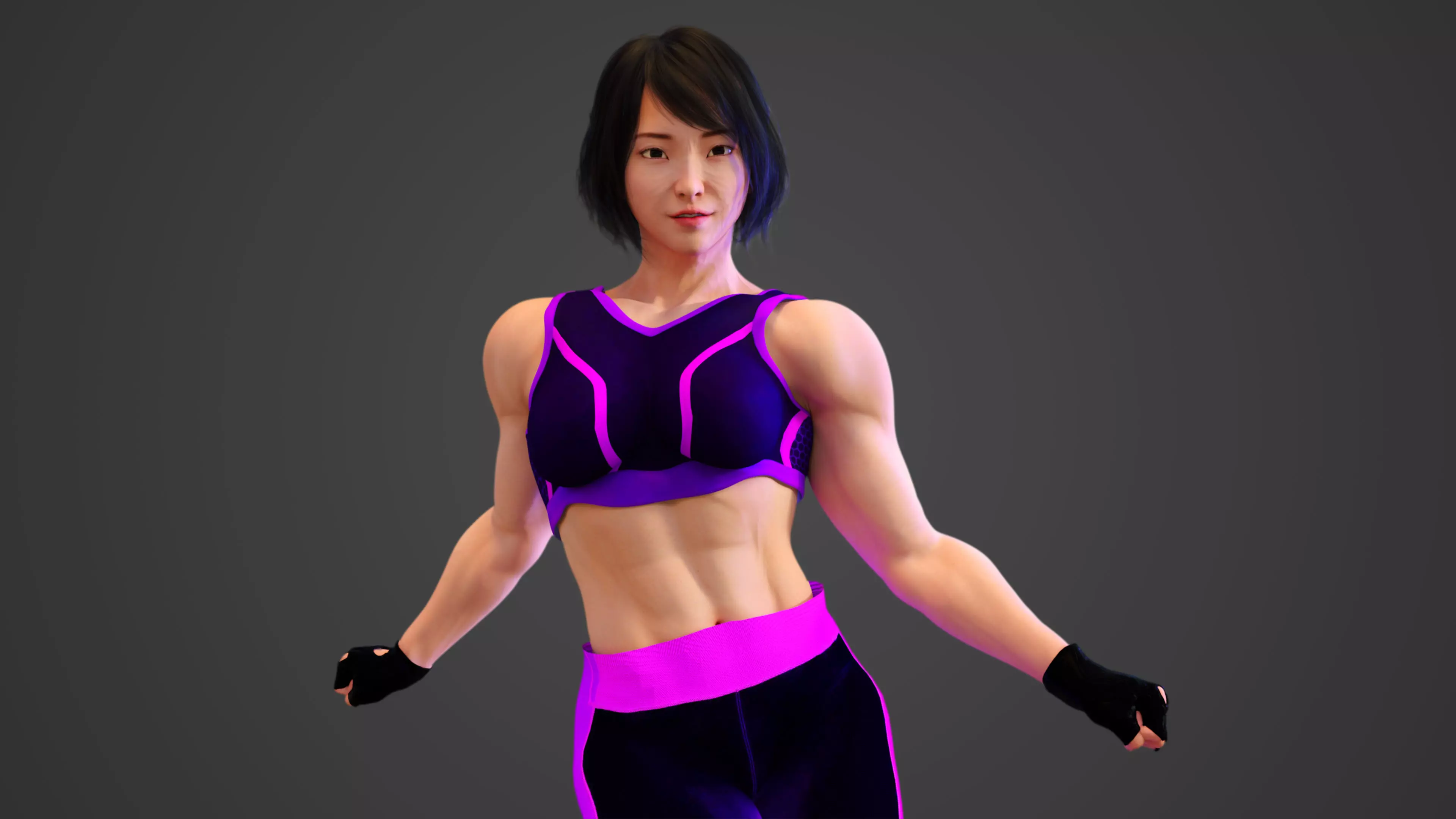Asian Fitness Trainer Girl 3D model