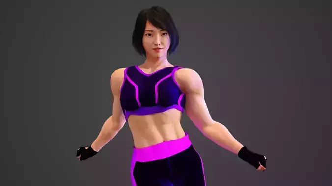 Asian Fitness Trainer Girl 3D model