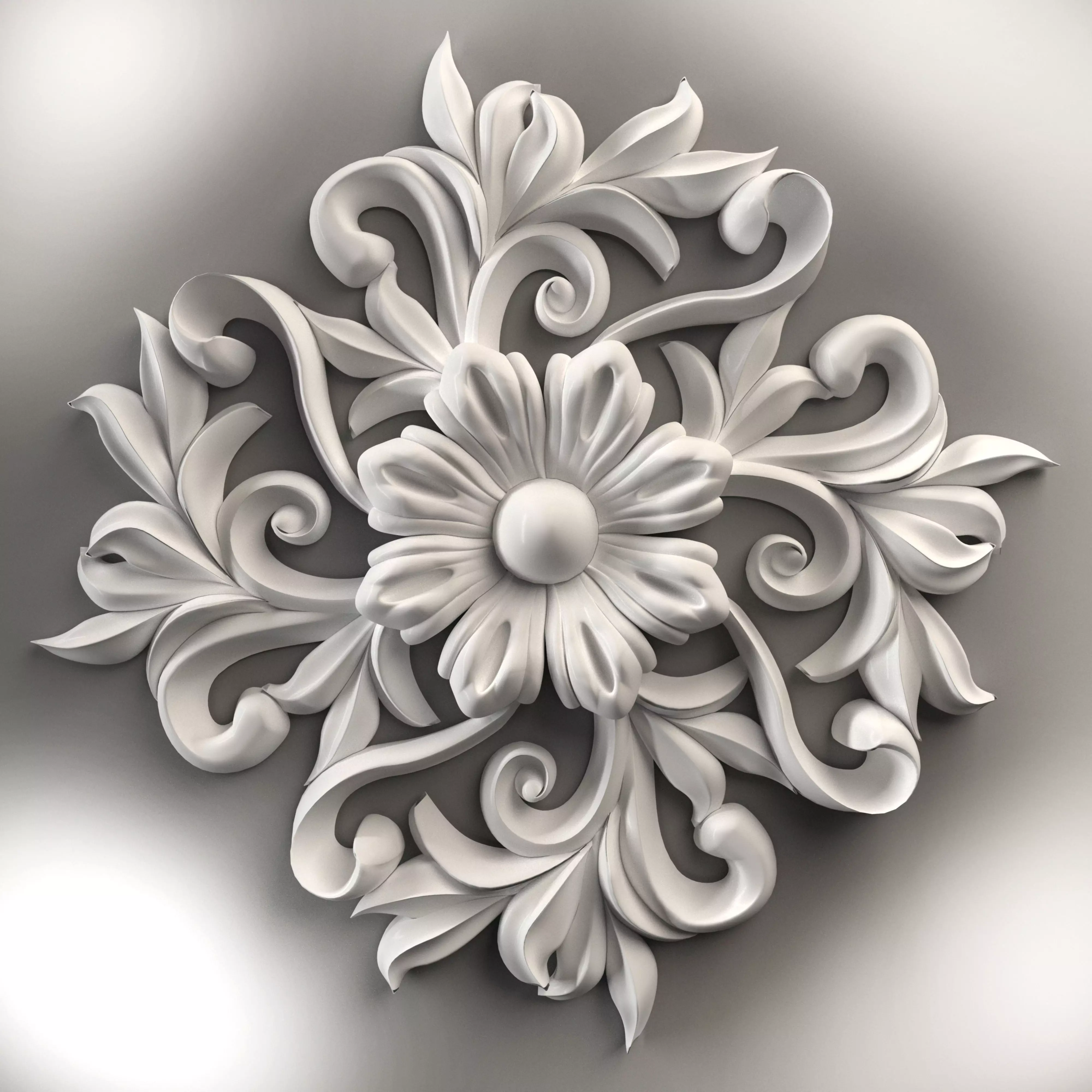 Wall decor flowers with leaves for milling CNC machines 3D print model