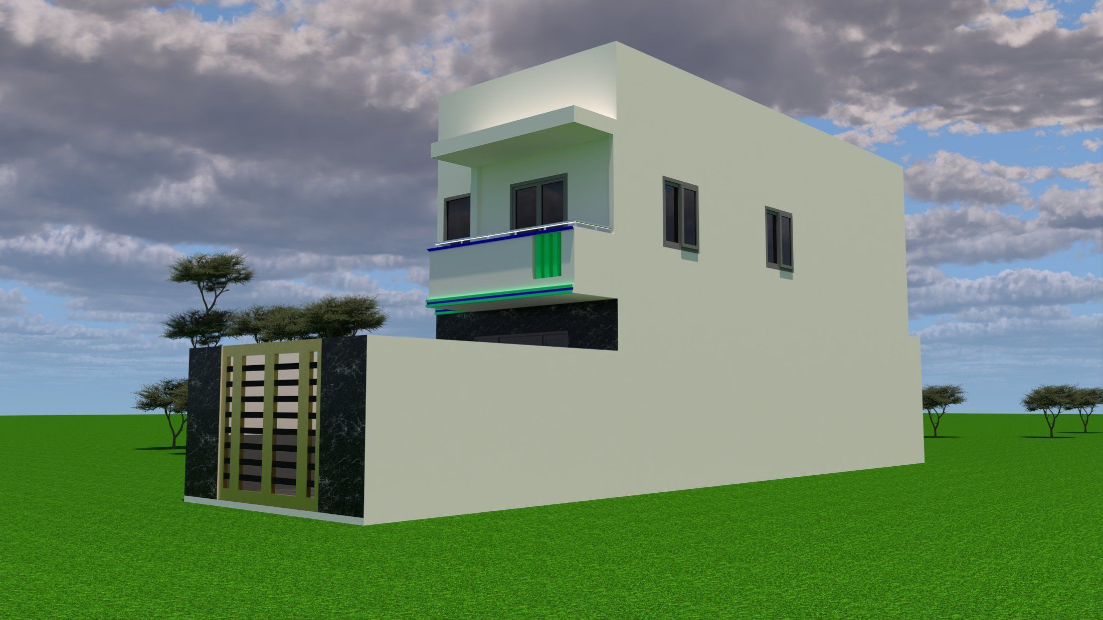 2-storey townhouse 3D model_3