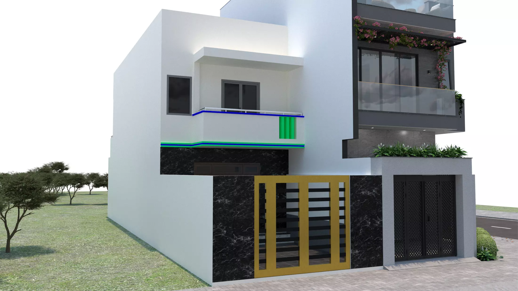 2-storey townhouse 3D model_0