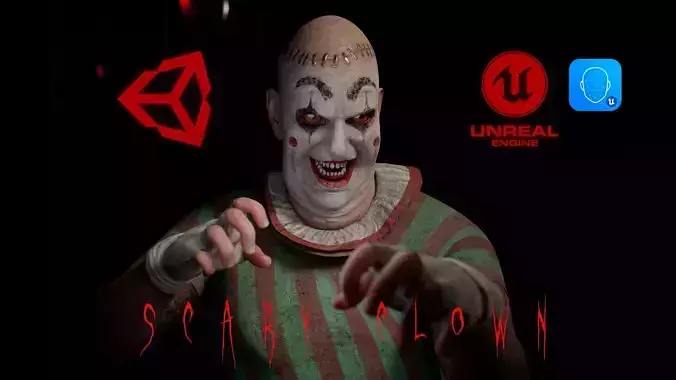 Scary Clown game character for Horror games