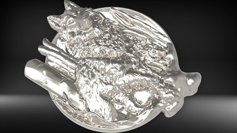 Wolf and baby pendant 3D print model_6