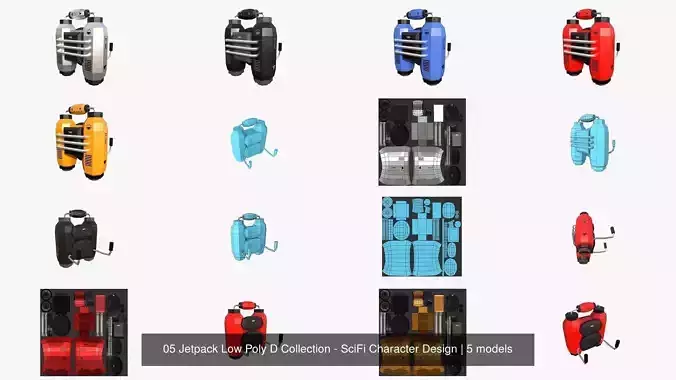 05 Jetpack Low Poly D Collection - SciFi Character Design