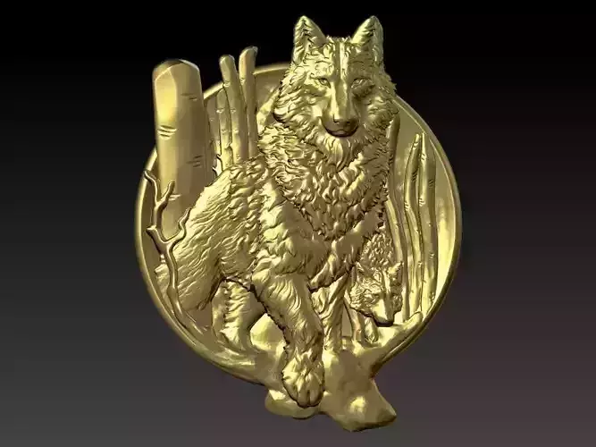 Wolf and baby pendant 3D print model