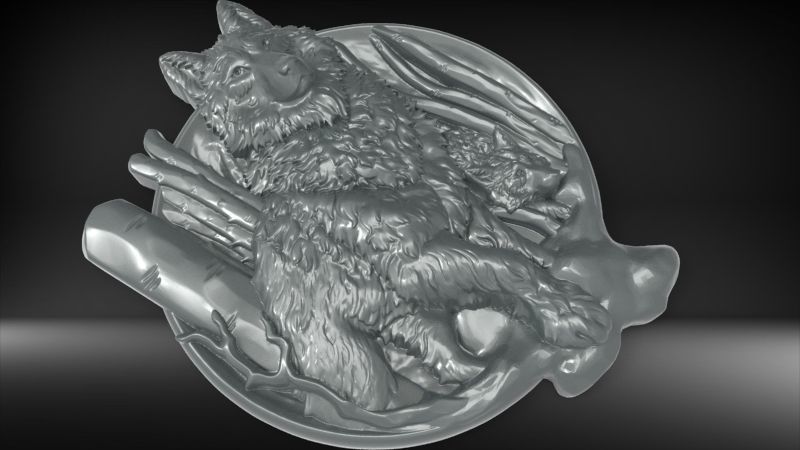 Wolf and baby pendant 3D print model_23