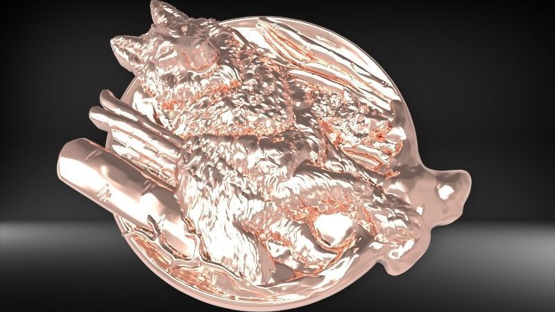 Wolf and baby pendant 3D print model_18