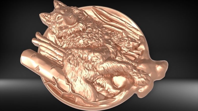 Wolf and baby pendant 3D print model_22