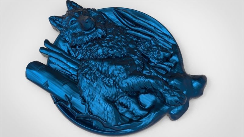 Wolf and baby pendant 3D print model_17