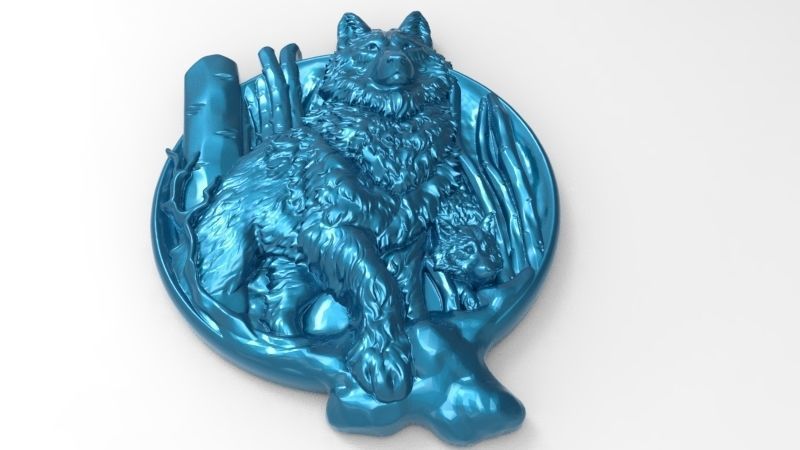 Wolf and baby pendant 3D print model_10