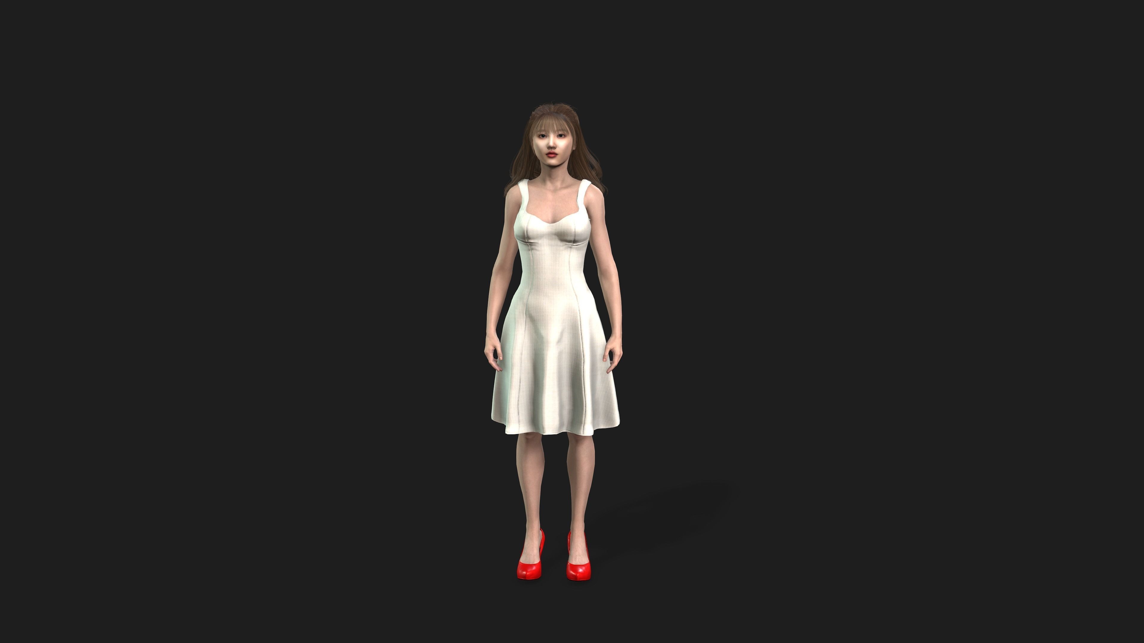 3D Cute Female Character Model for Games and Animation 3D model_4