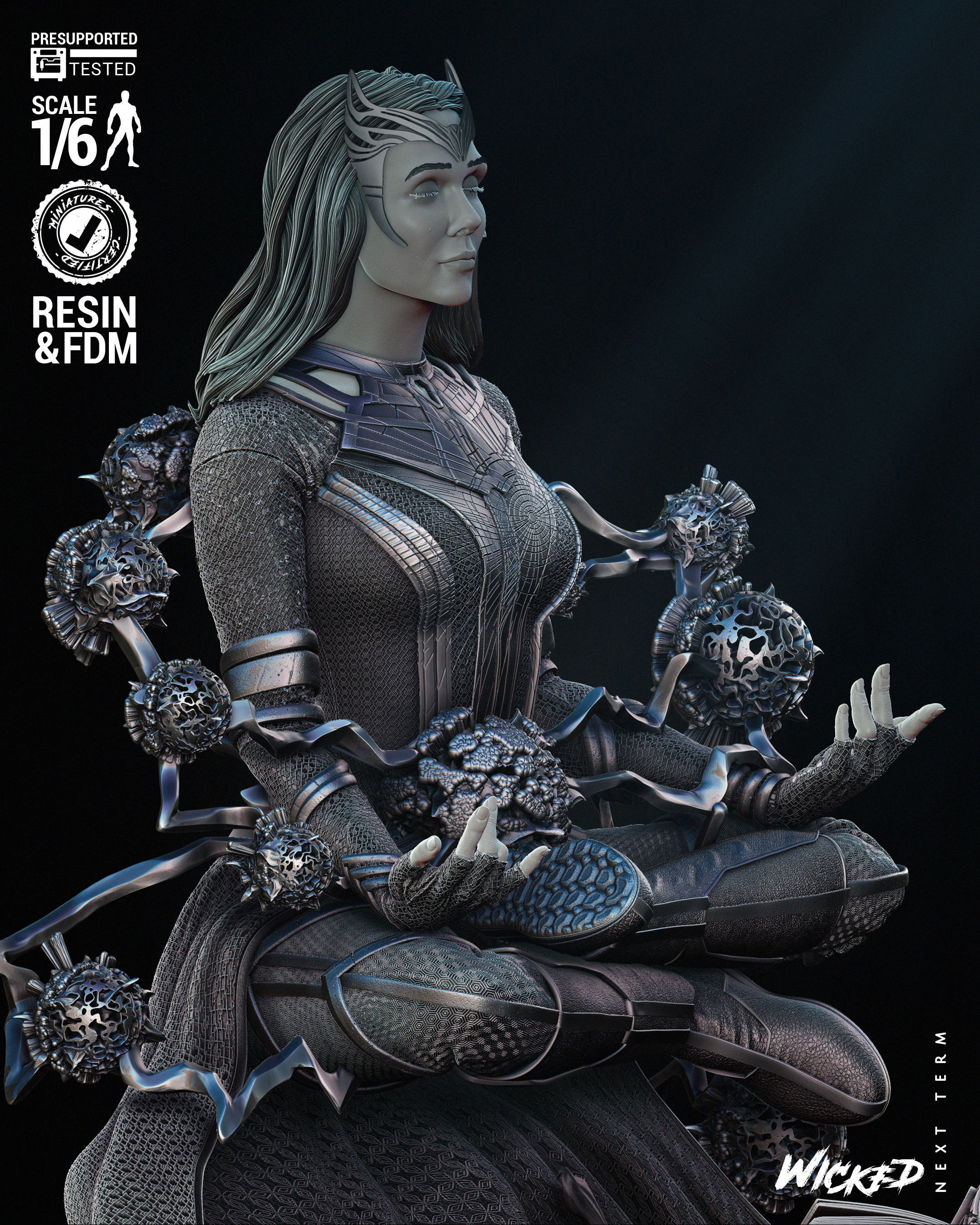 Wicked Marvel Scarlet Witch Sculpture  3D print model_36