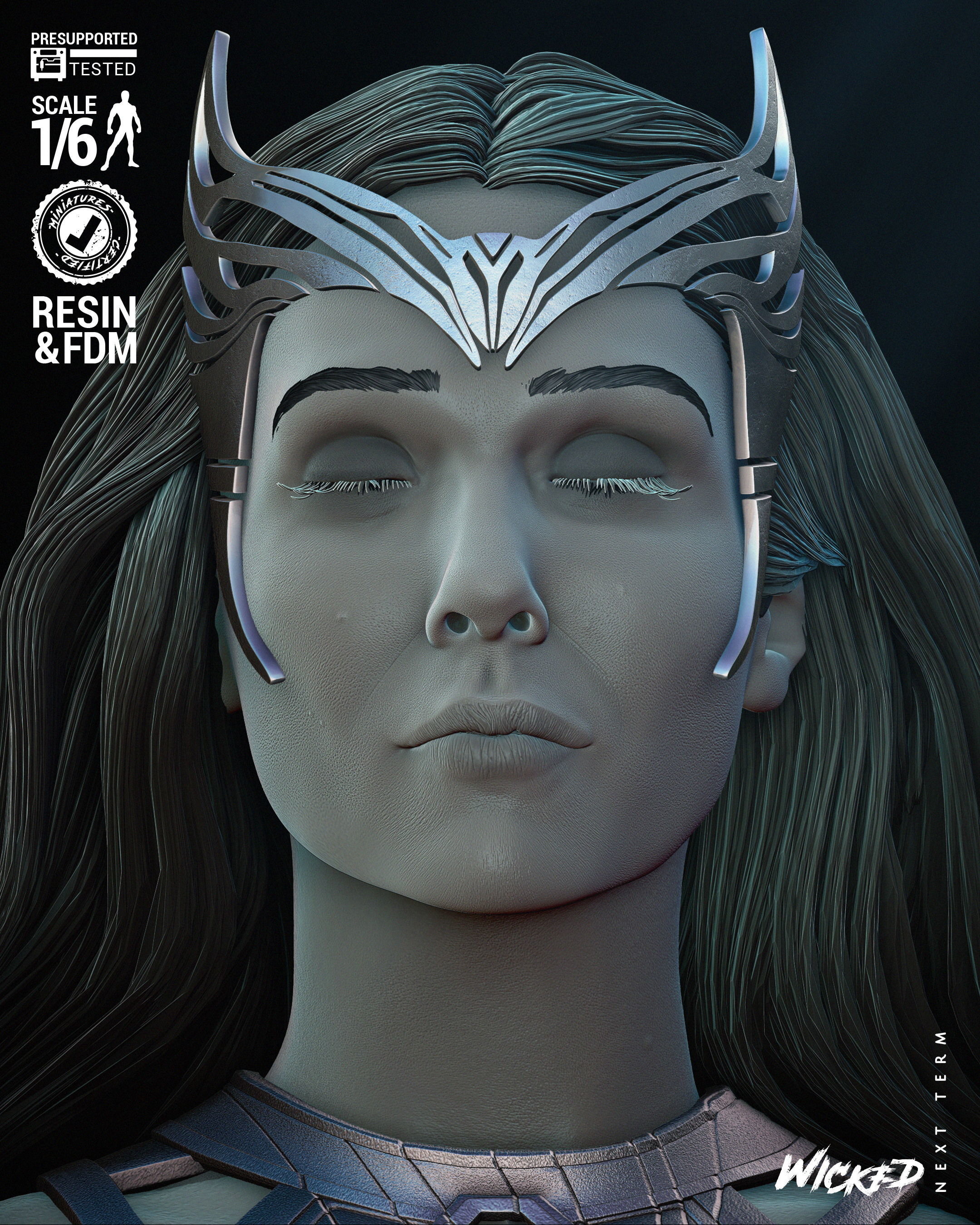 Wicked Marvel Scarlet Witch Sculpture  3D print model_15