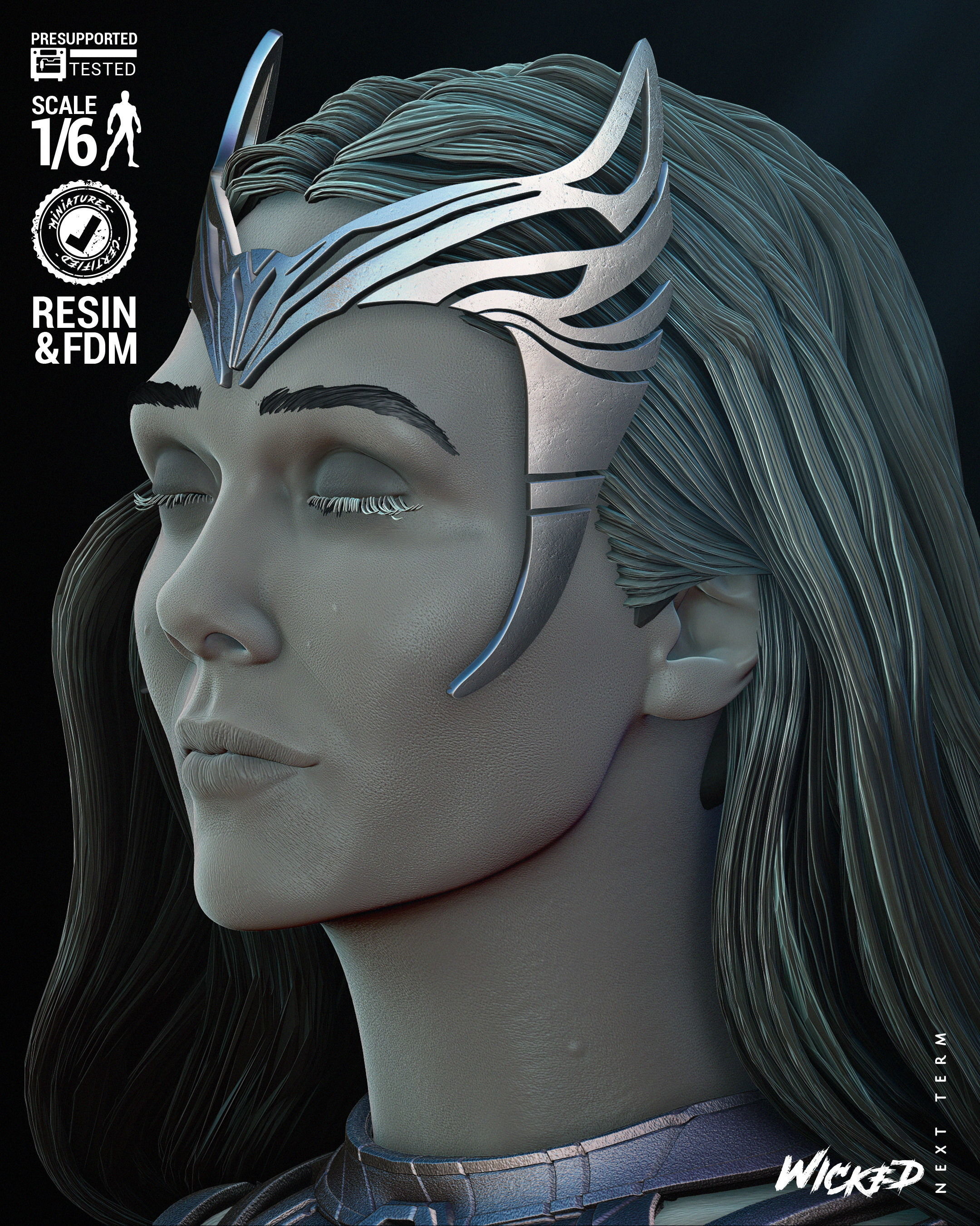 Wicked Marvel Scarlet Witch Sculpture  3D print model_8