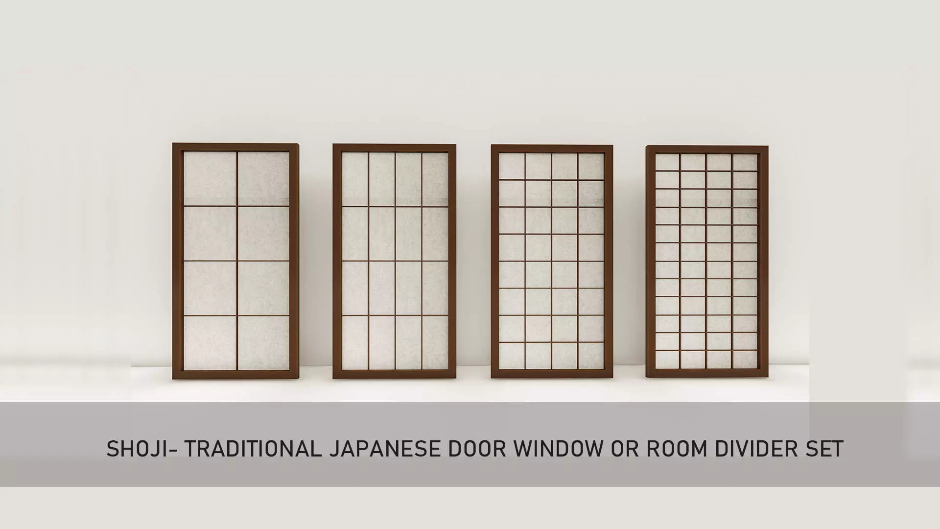Shoji- Traditional Japanese door window or room divider set 3D model_0