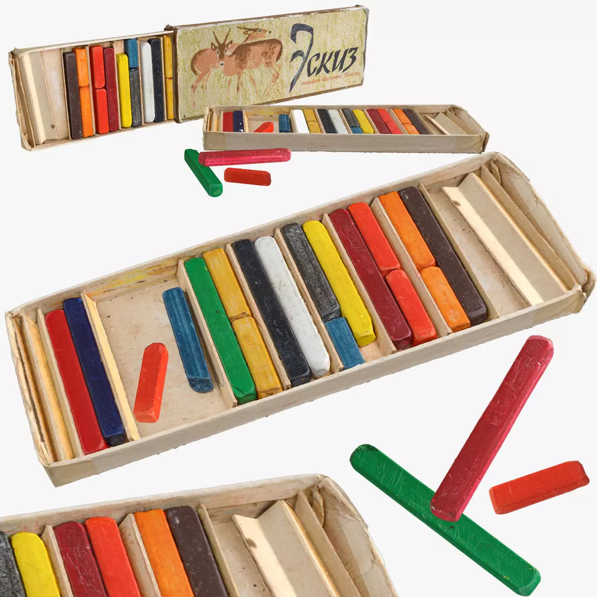 Colored Pensil Rodes Low-poly 3D model_0