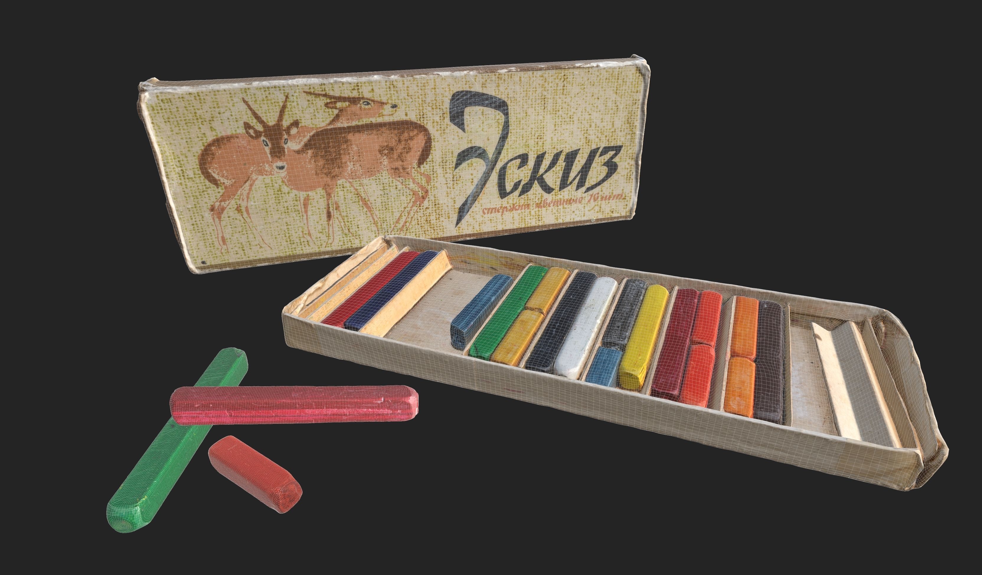 Colored Pensil Rodes Low-poly 3D model_7