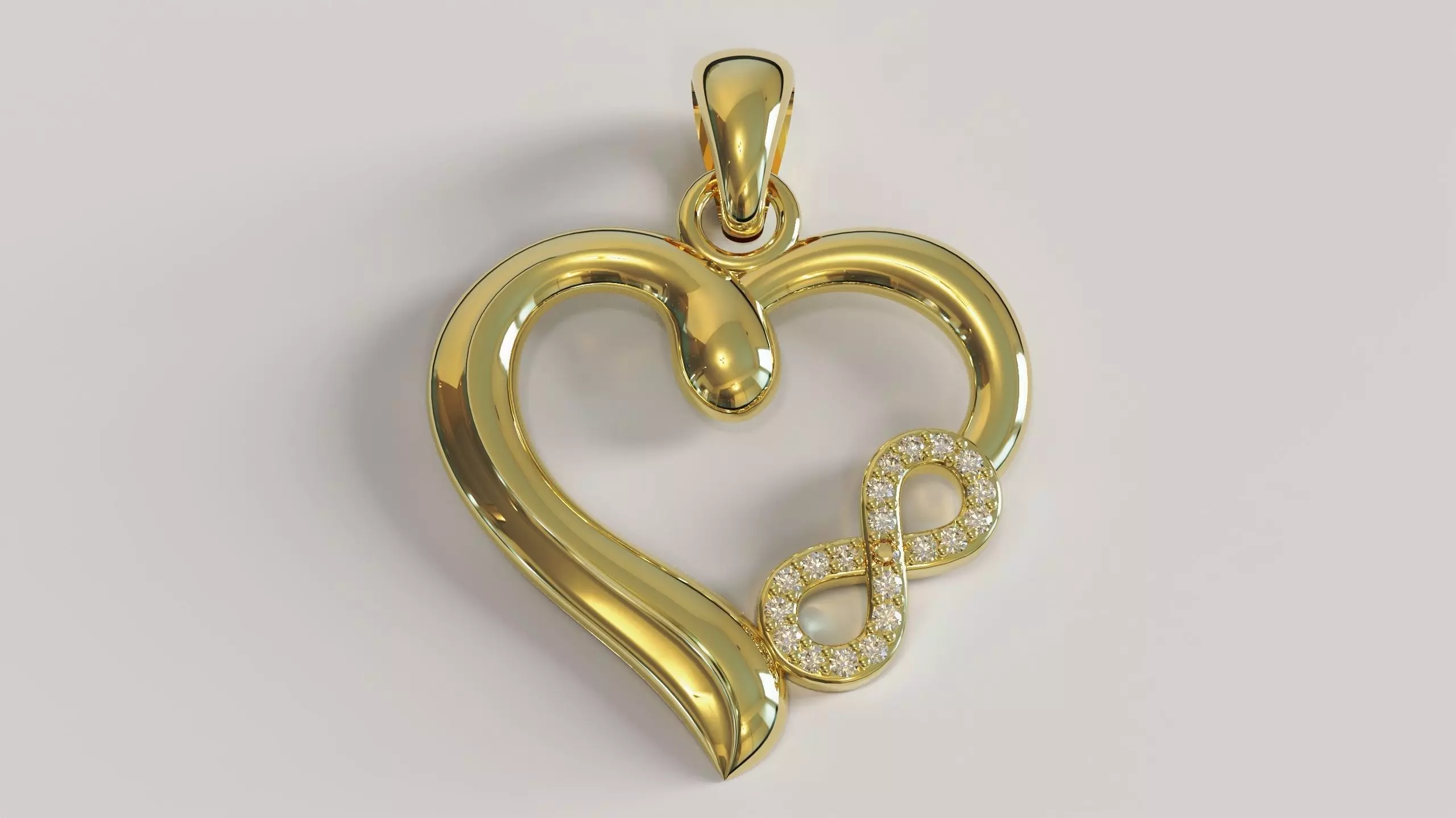 Heart pendant infinity love diamond 3D print model