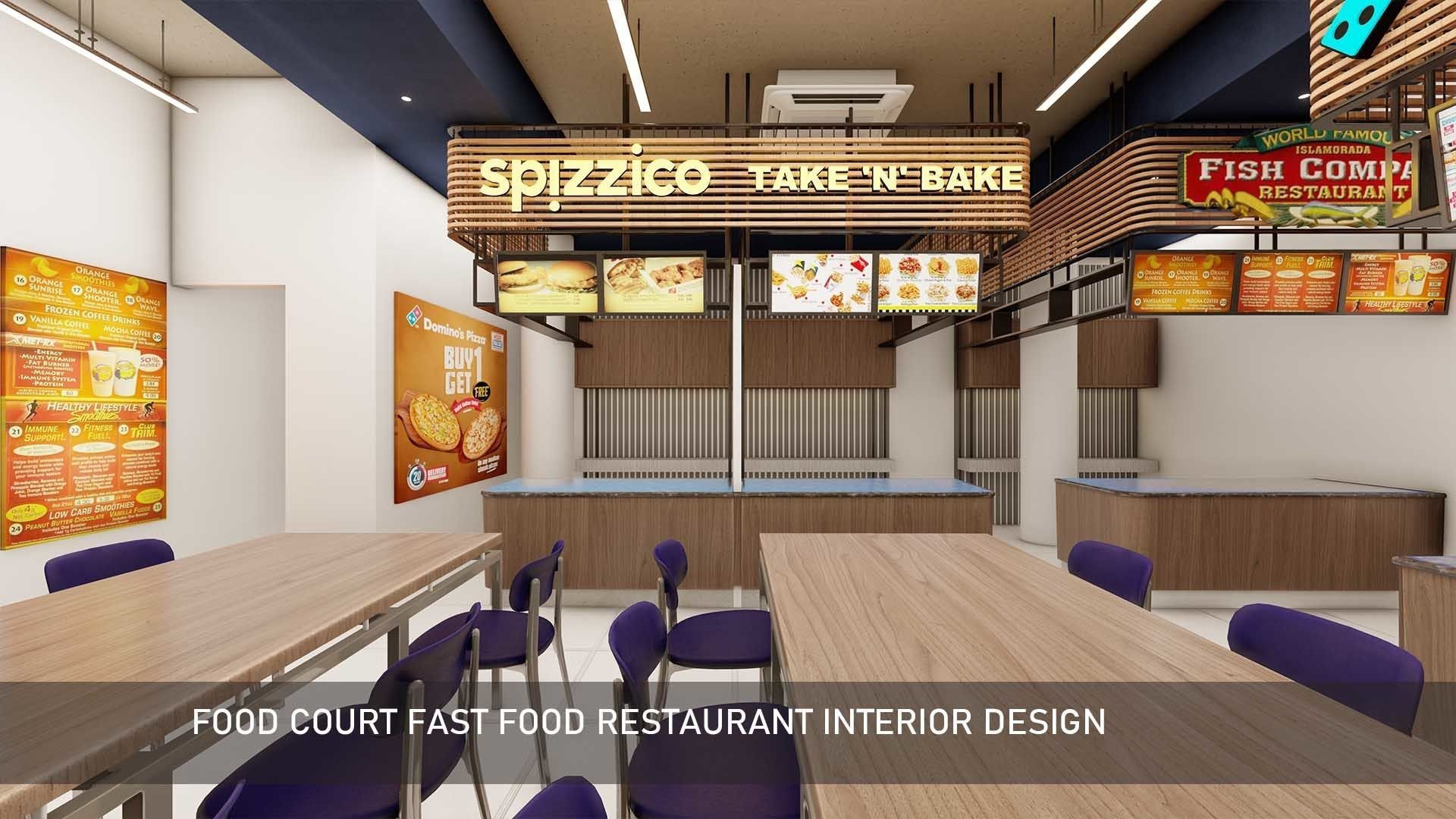 Food Court fast food Restaurant Interior Design 3D model_5