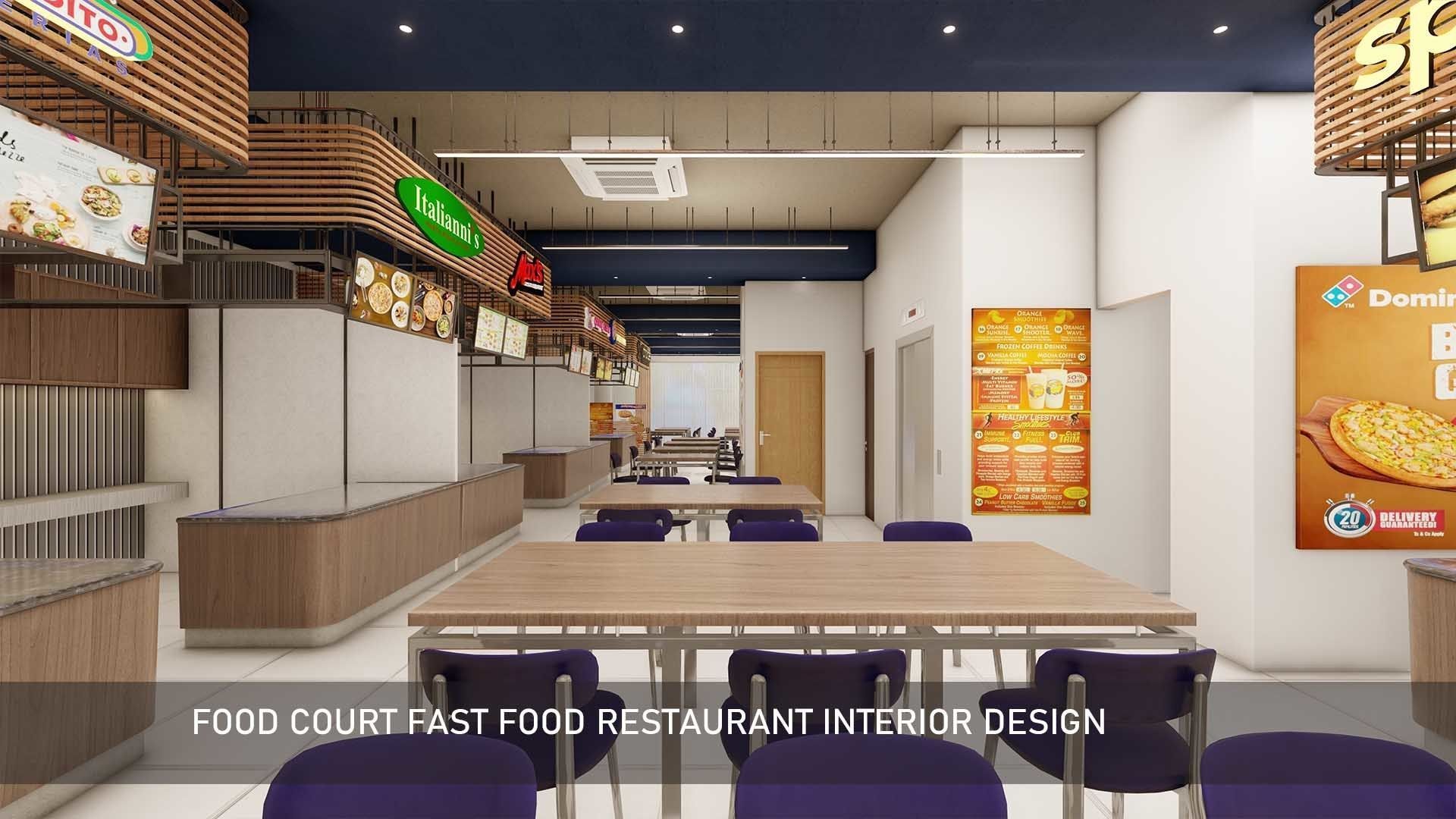 Food Court fast food Restaurant Interior Design 3D model_2