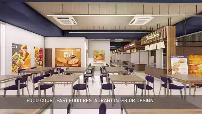 Food Court fast food Restaurant Interior Design 3D model