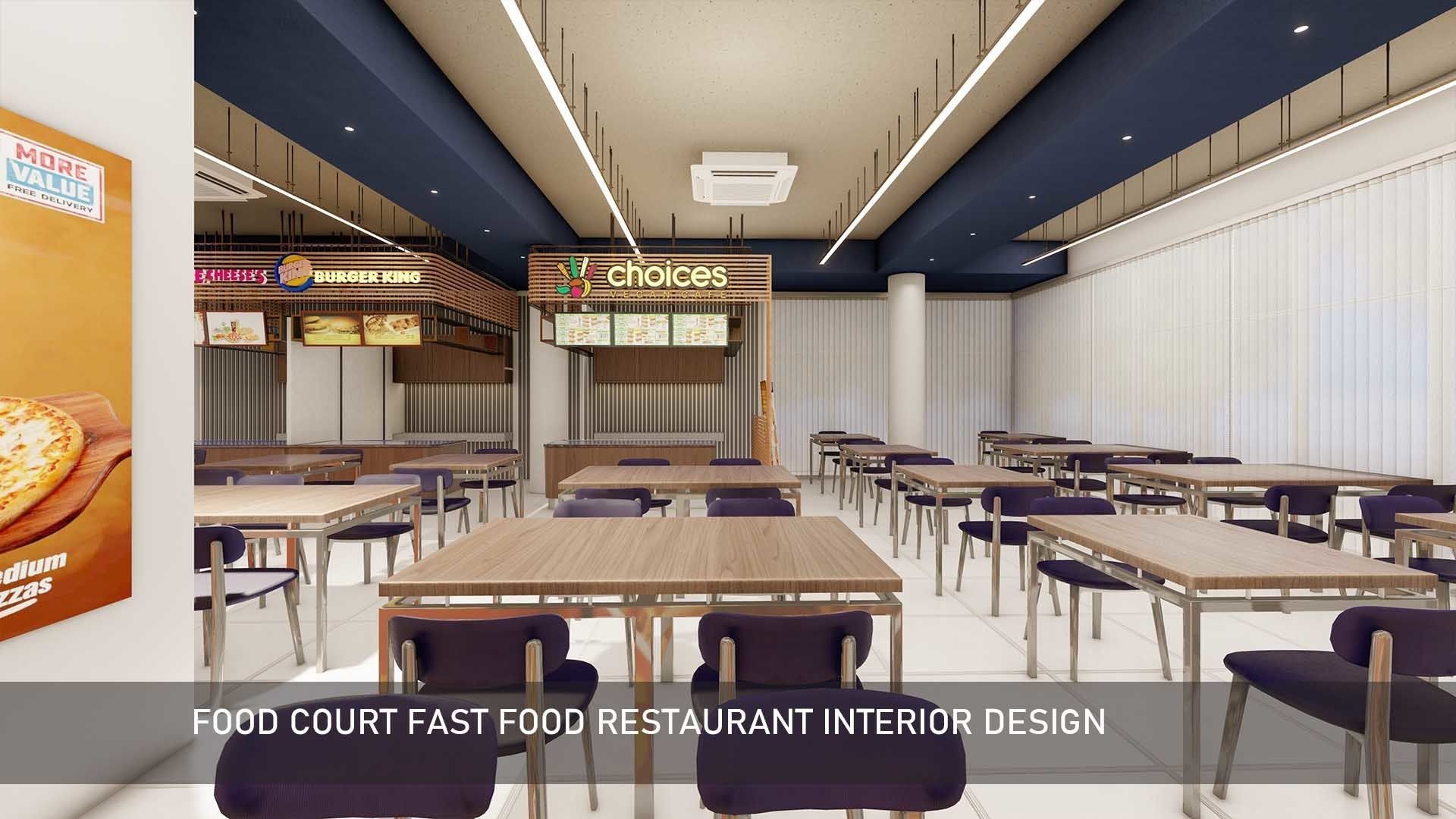 Food Court fast food Restaurant Interior Design 3D model_1