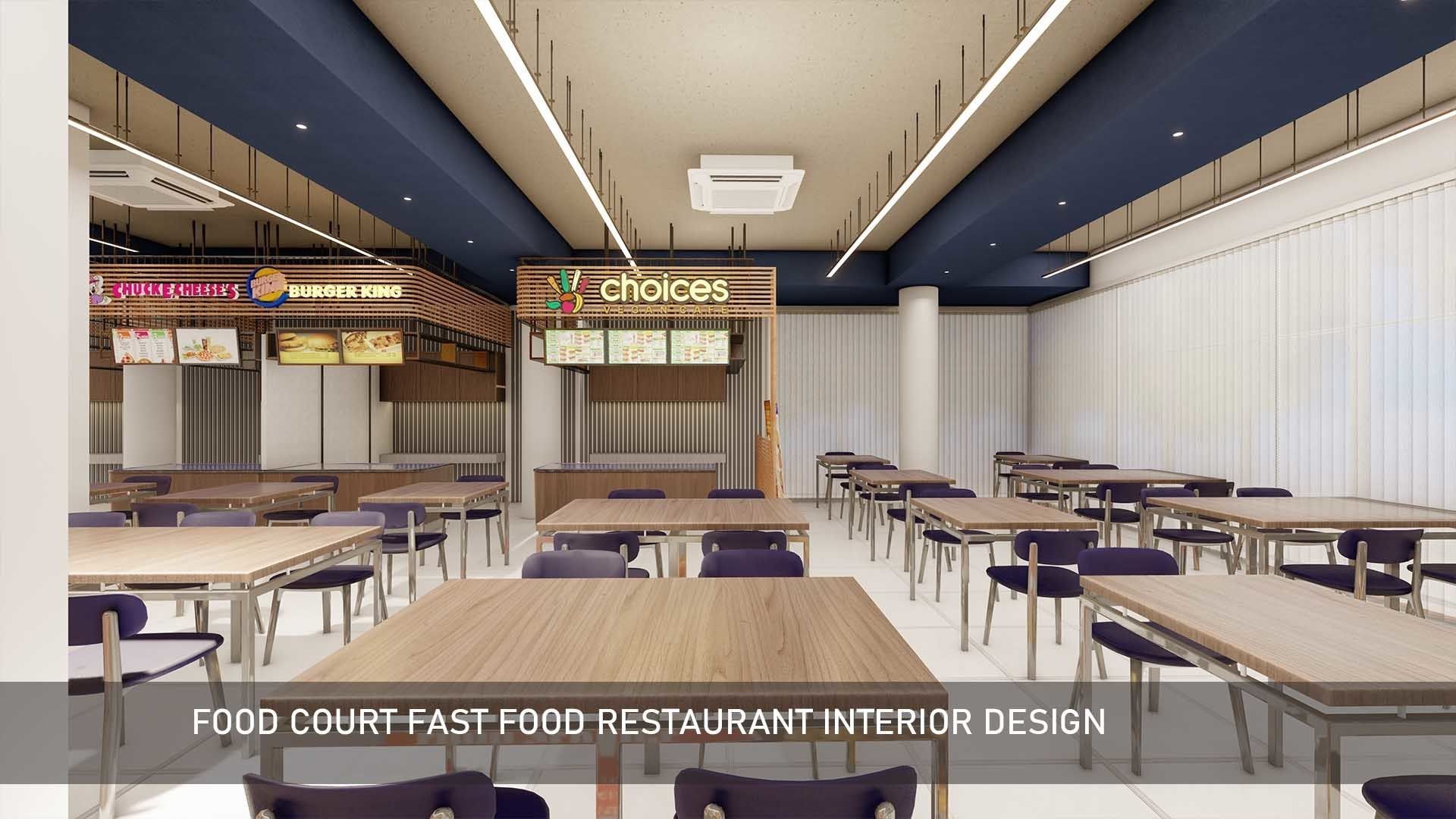 Food Court fast food Restaurant Interior Design 3D model_7