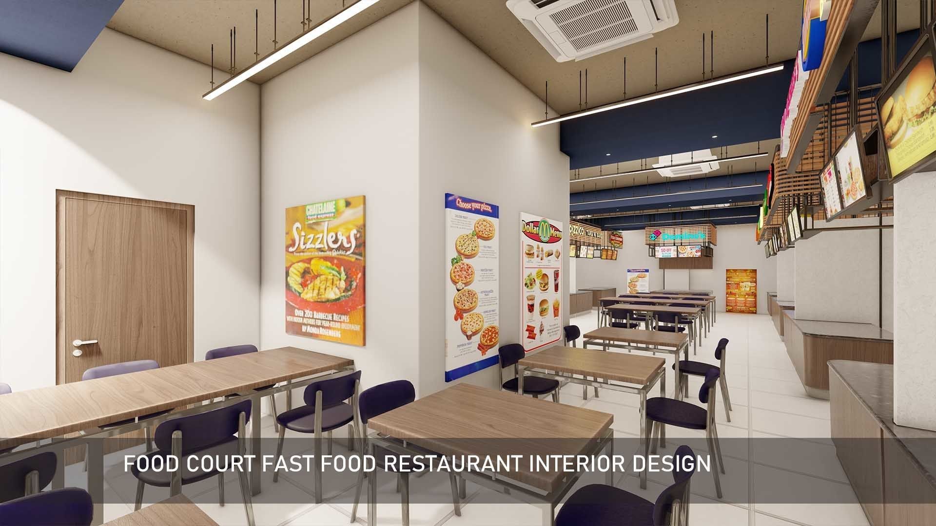 Food Court fast food Restaurant Interior Design 3D model_3