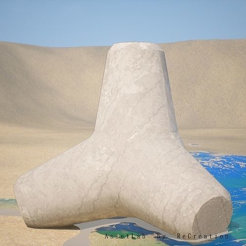 Tetrapod Wave Breaker BarrierConcrete Low-poly  Low-poly 3D model