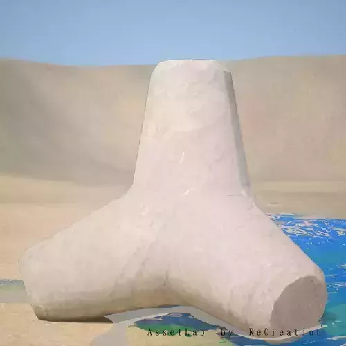 Tetrapod Wave Breaker BarrierConcrete Low-poly 