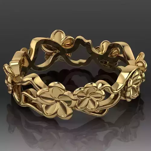 Printable jewelry engagement wedding ring - FLOWERS - STL