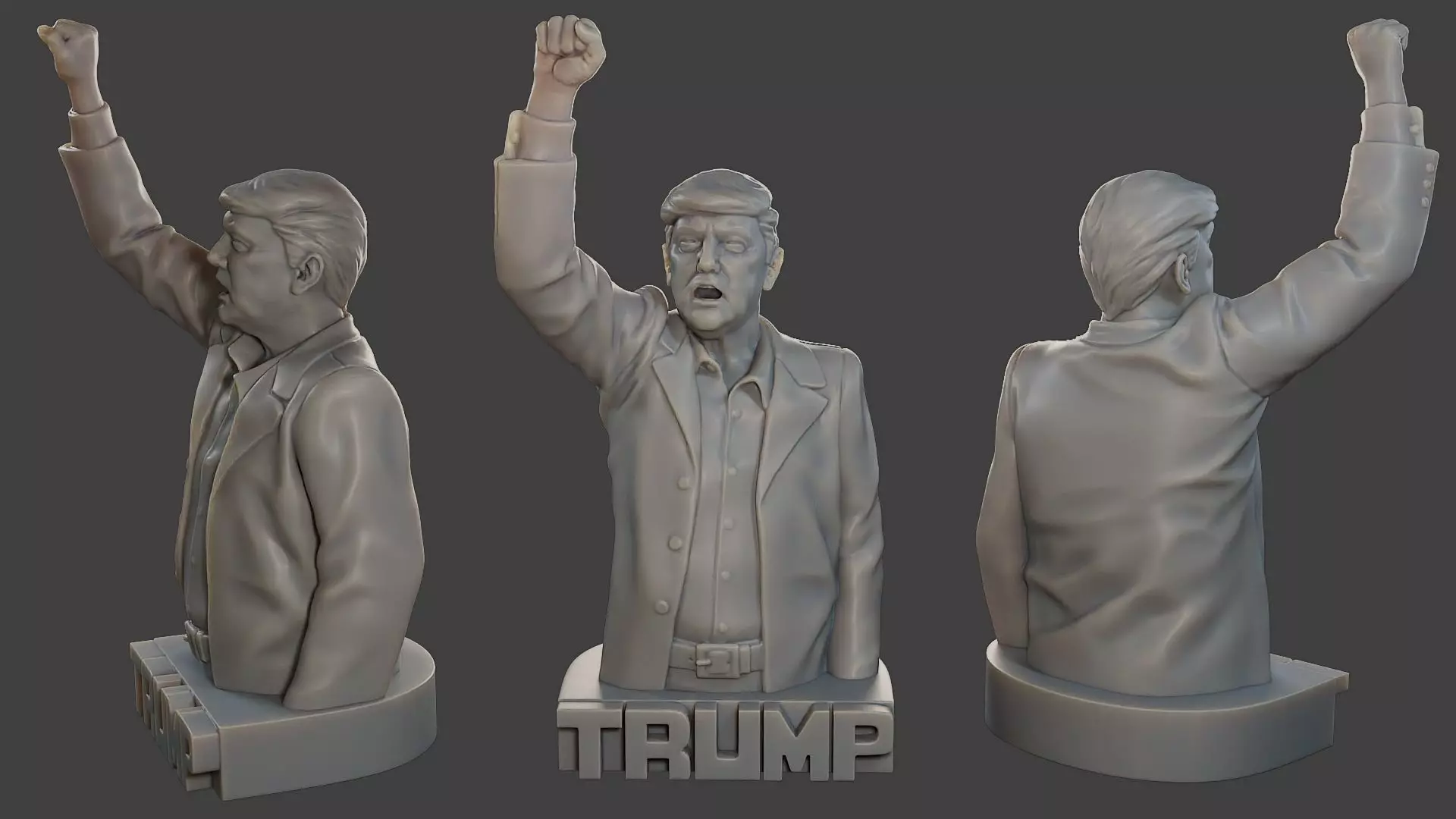 Donald Trump Fight Sculpture 3D print model_0