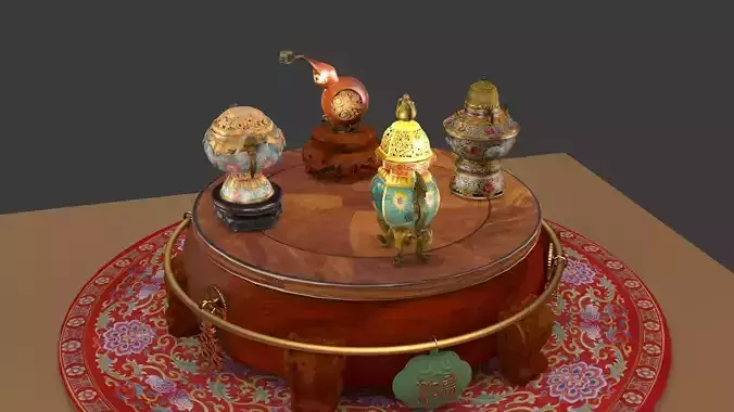  Chinese bronze and gourd 