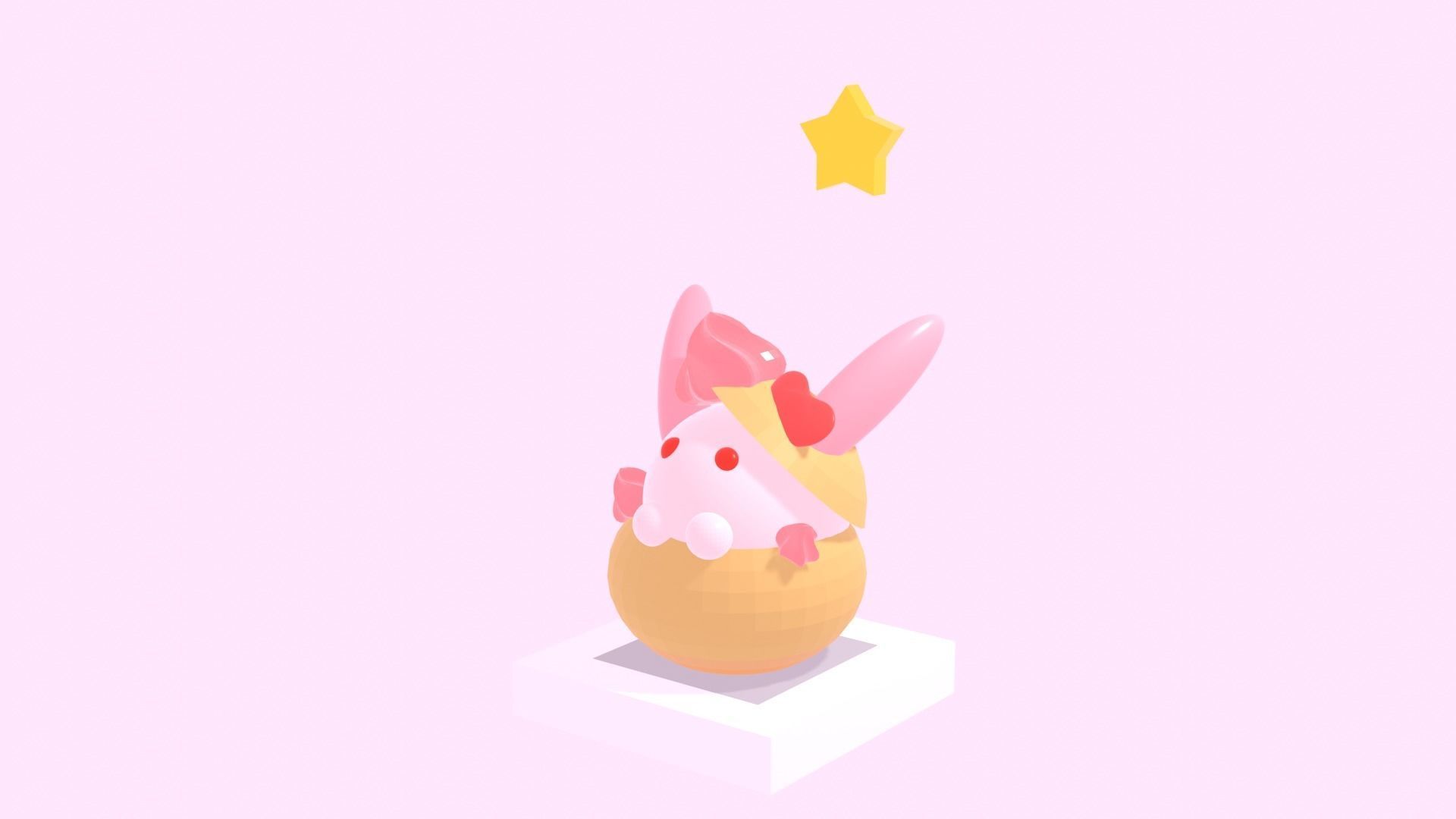 Rabbit cream puff Low-poly 3D model_1