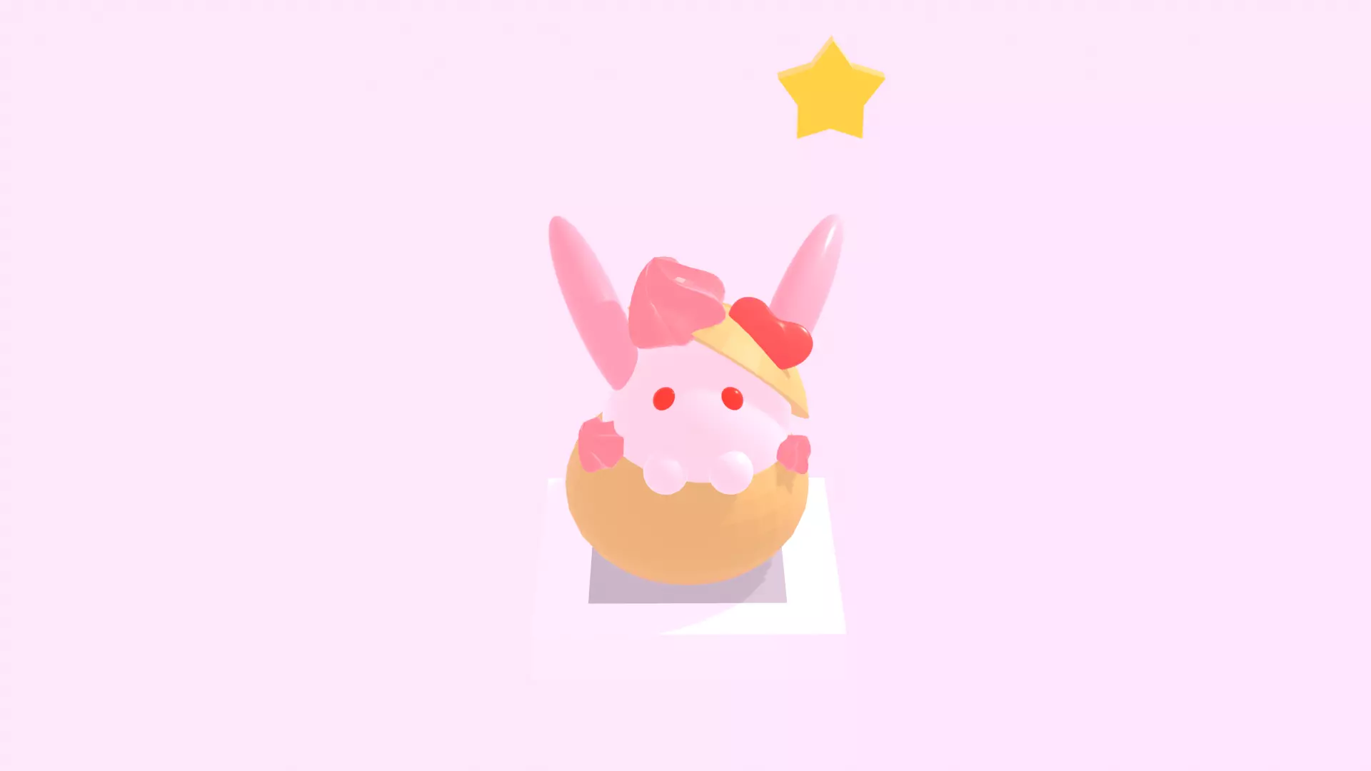 Rabbit cream puff Low-poly 3D model_0