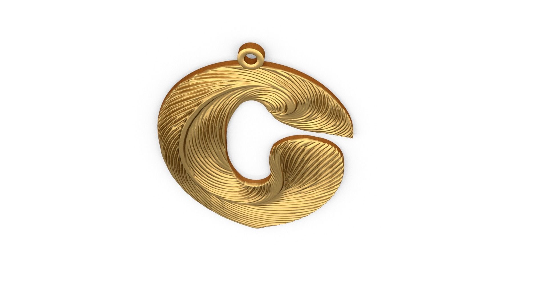 Alphabet Letter C Pendant  3D print model_4